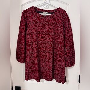 Multiples Red and Black Animal Print Top